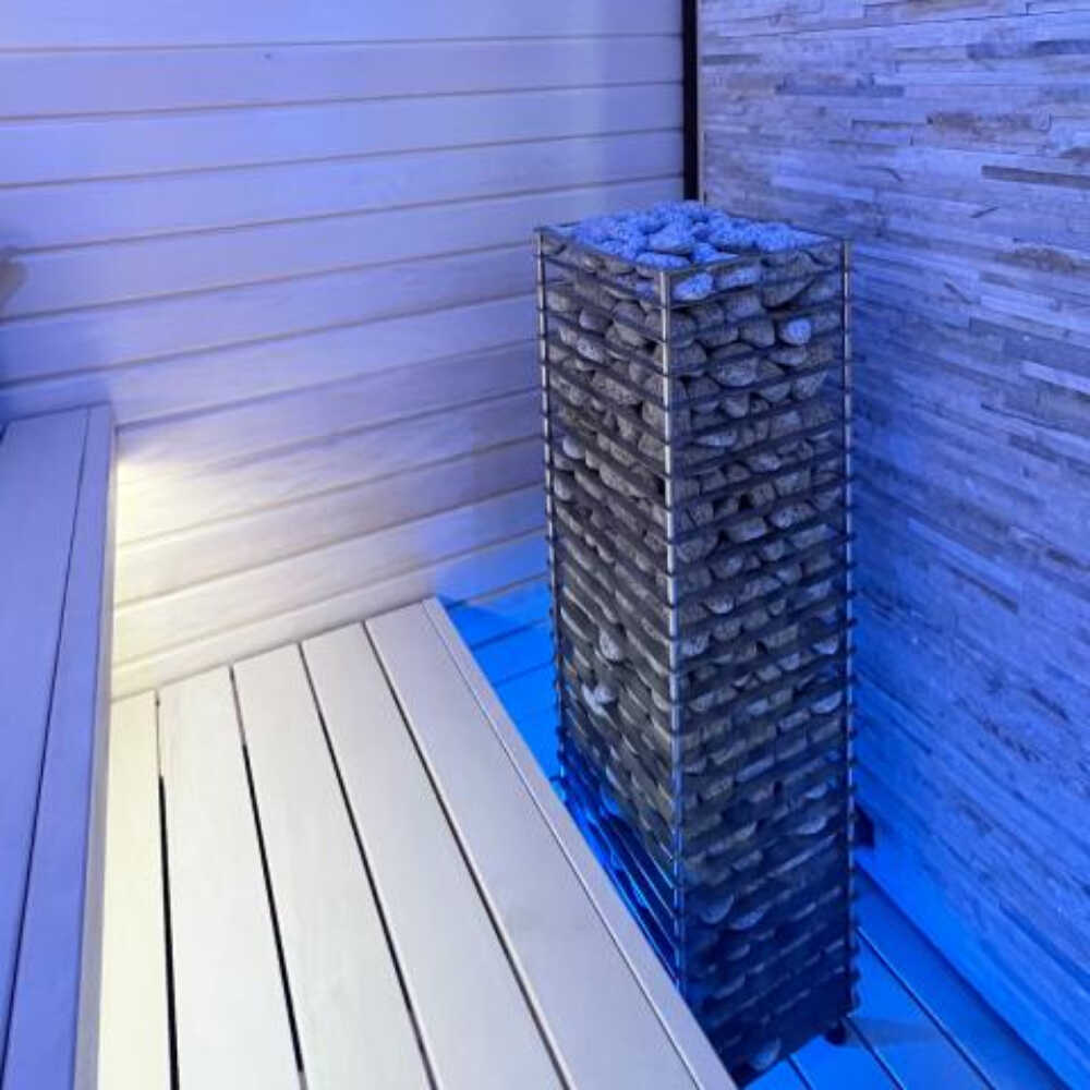 HUUM CLIFF Slim Electric Stainless Steel Sauna Heater With 2 Prop Blocks (SAK48752) - SAKSBY