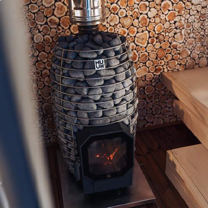 HUUM HIVE FLOW MINI 8.5KW Wood-Burning Sauna Stove With Ash Drawer [H1017012] SAKSBY - Demonstration View