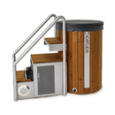 Icetubs IceBarrel Thermowood And Fiberglass Cold Plunge Immersion Tub (SAK68129) - Saksby Wholesale - Side Right View With Stairs And Cover