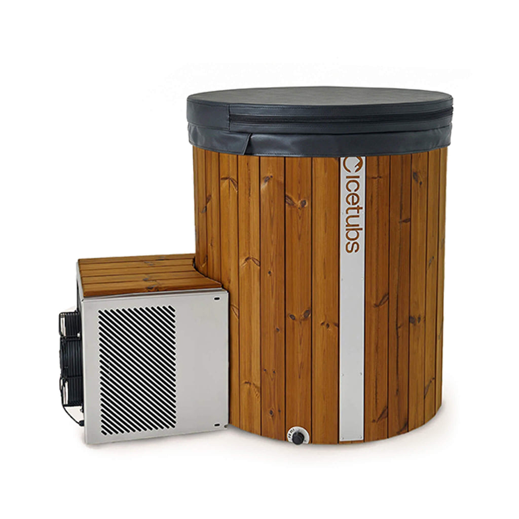 Icetubs IceBarrel XL Thermowood And Fiberglass Cold Plunge Immersion Tub (SAK35418) - Saksby Wholesale - Side Left View With Cover