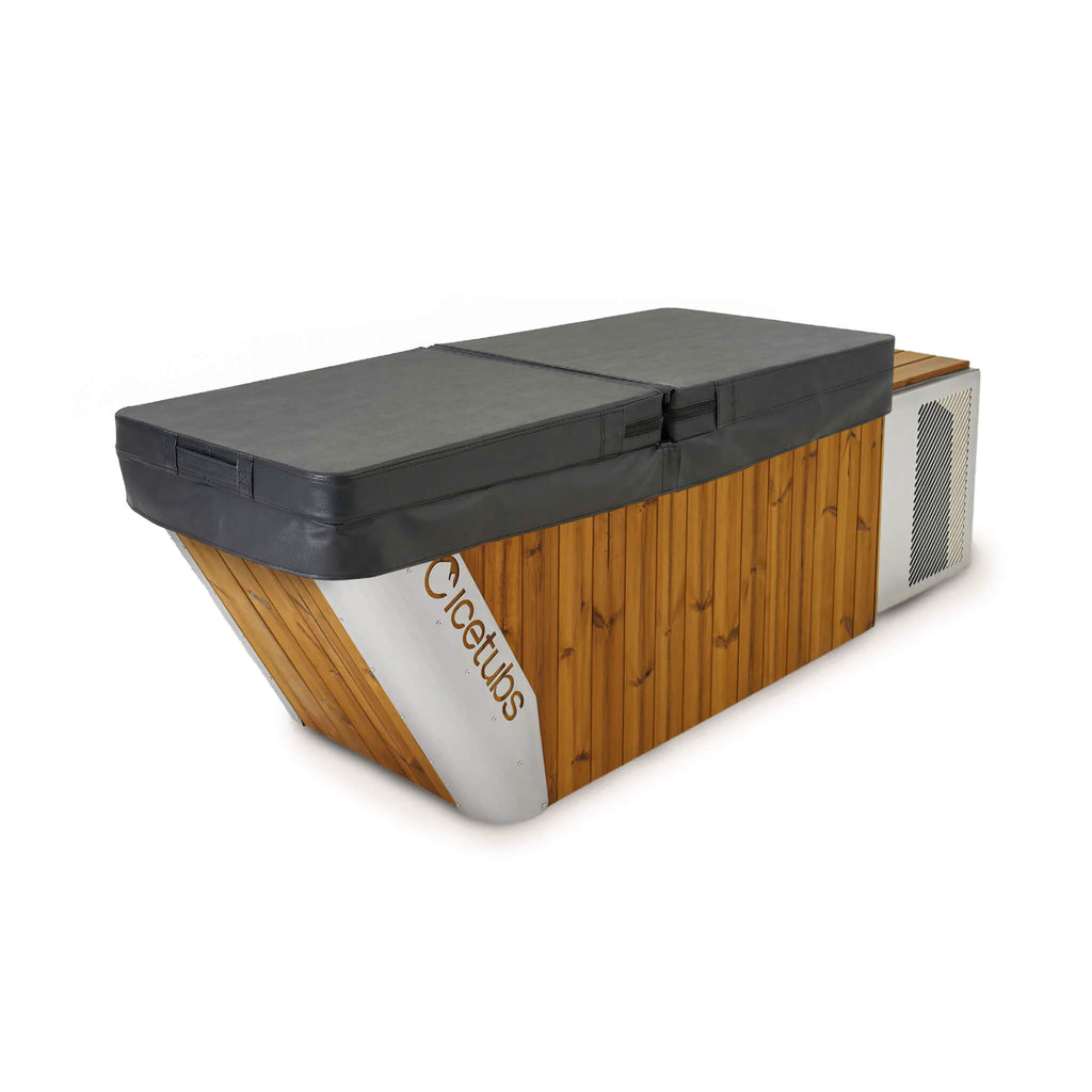 Icetubs IceBath Thermowood And Stainless Steel Cold Therapy Immersion Bath (SAK94720) - Saksby Wholesale - Front Right View With Cover