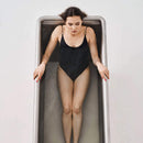 Icetubs IceBath Thermowood And Stainless Steel Cold Therapy Immersion Bath (SAK94720) - Saksby Wholesale - Lifsetyle Top View With Woman Inside