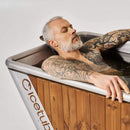 Icetubs IceBath Thermowood And Stainless Steel Cold Therapy Immersion Bath (SAK94720) - Saksby Wholesale - Lifestyle With Man Inside