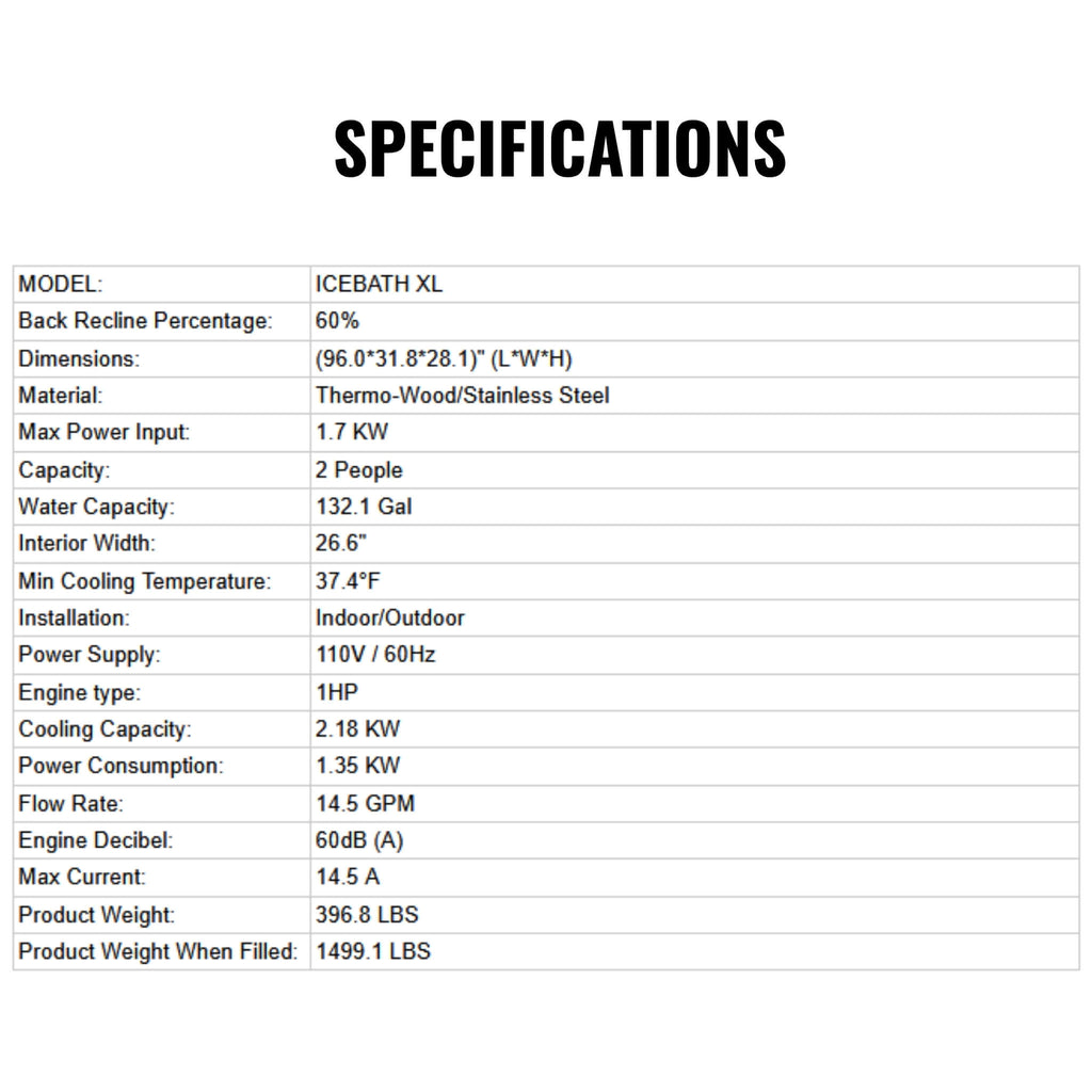 Icetubs IceBath Thermowood And Stainless Steel Cold Therapy Immersion Bath (SAK94720)  - Saksby Wholesale -  Specifications 2 View