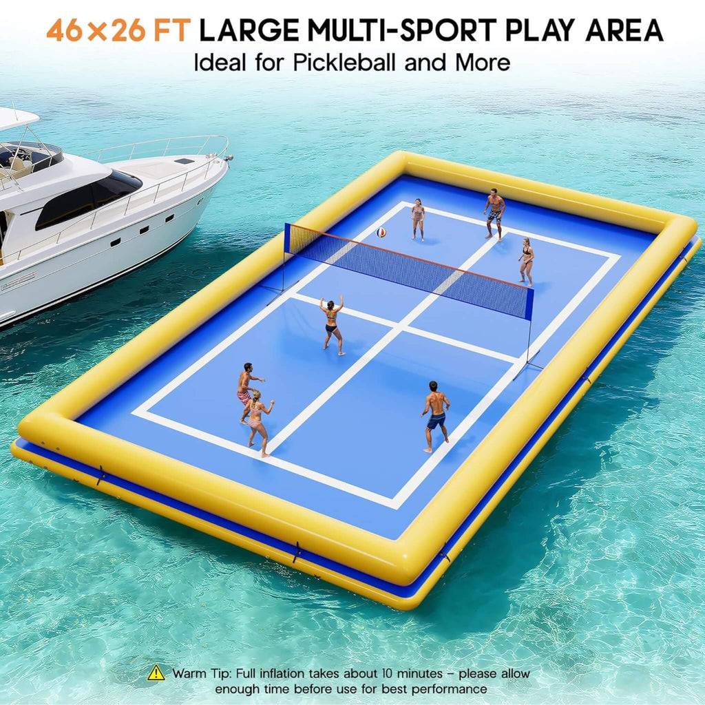 [26X46FT] Inflatable Commercial Floating Pickleball And Volleyball Court With Net (SAK39071) - Saksby Wholesale - Large Area