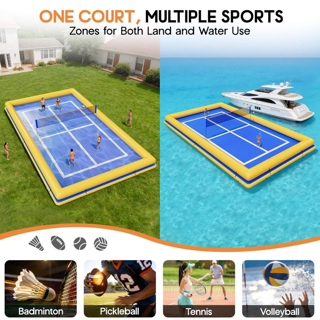 [26X46FT] Inflatable Commercial Floating Pickleball And Volleyball Court With Net (SAK39071) - Saksby Wholesale - Multiple Sports Details