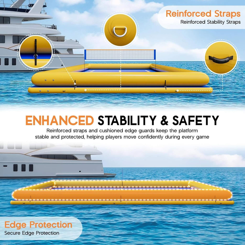 [26X46FT] Inflatable Commercial Floating Pickleball And Volleyball Court With Net (SAK39071) - Saksby Wholesale - Stability And Safety Features