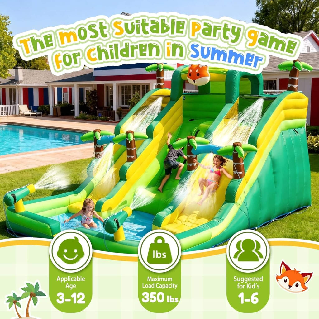Inflatable Water Slide Park With Pool And Climbing Wall (SAK90736) - Saksby Wholesale - Age And Weight Details