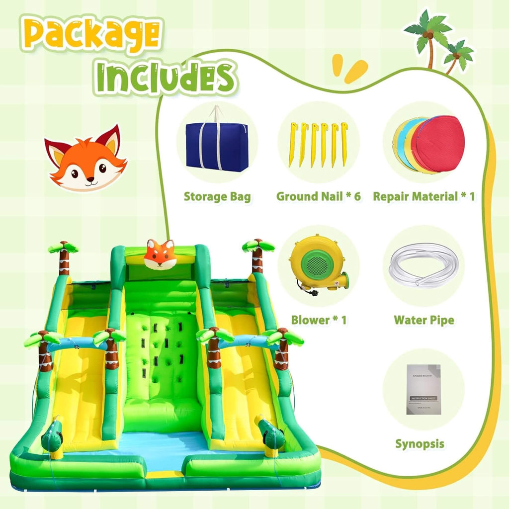 Inflatable Water Slide Park With Pool And Climbing Wall (SAK90736) - Saksby Wholesale - Inclusions