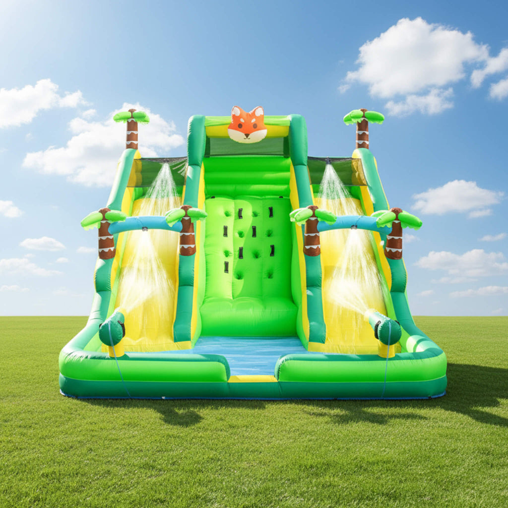 Inflatable Water Slide Park With Pool And Climbing Wall (SAK90736) - Saksby Wholesale - Lifestyle Front View