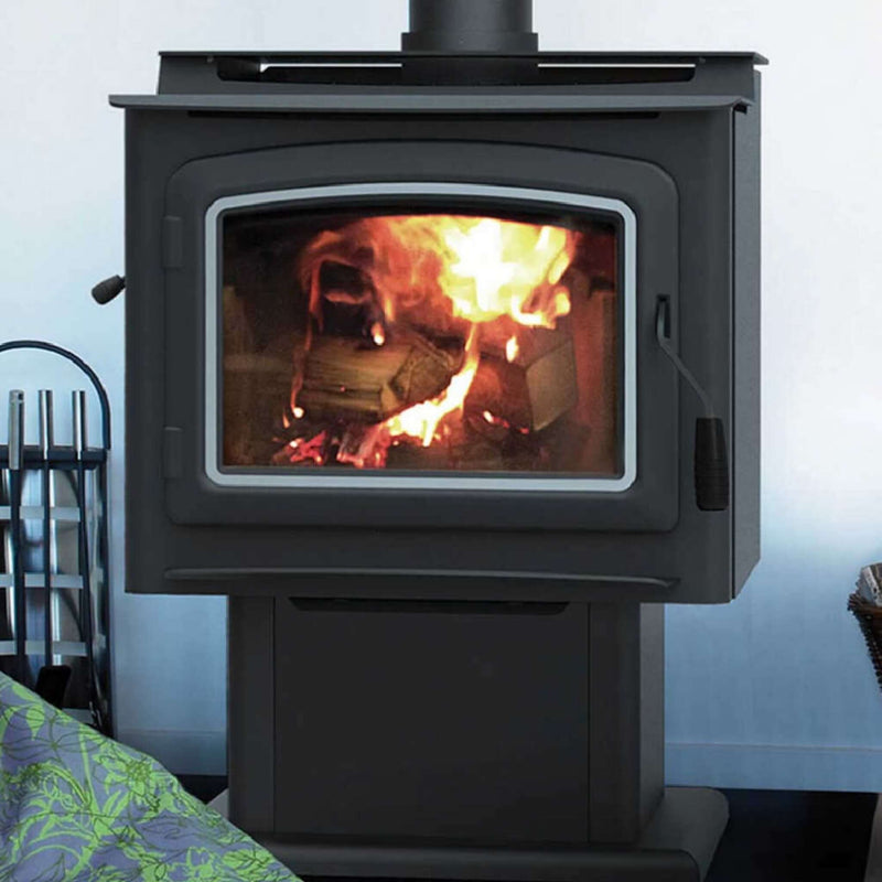 IRONSTRIKE GRANDVIEW Wood-Burning Stove with Air Boost Timer, 76K-100K BTU [GV230/300GL] (HBG58216) - HBG