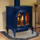 Ironstrike Serefina Modern Freestanding Direct Vent Cast Iron Gas Stove With Protective Sreen [CI1500/1502/1504/2500/2504/2506DVF] (SAK58291) - Saksby Wholesale - Lifestyle Blue Front Right View