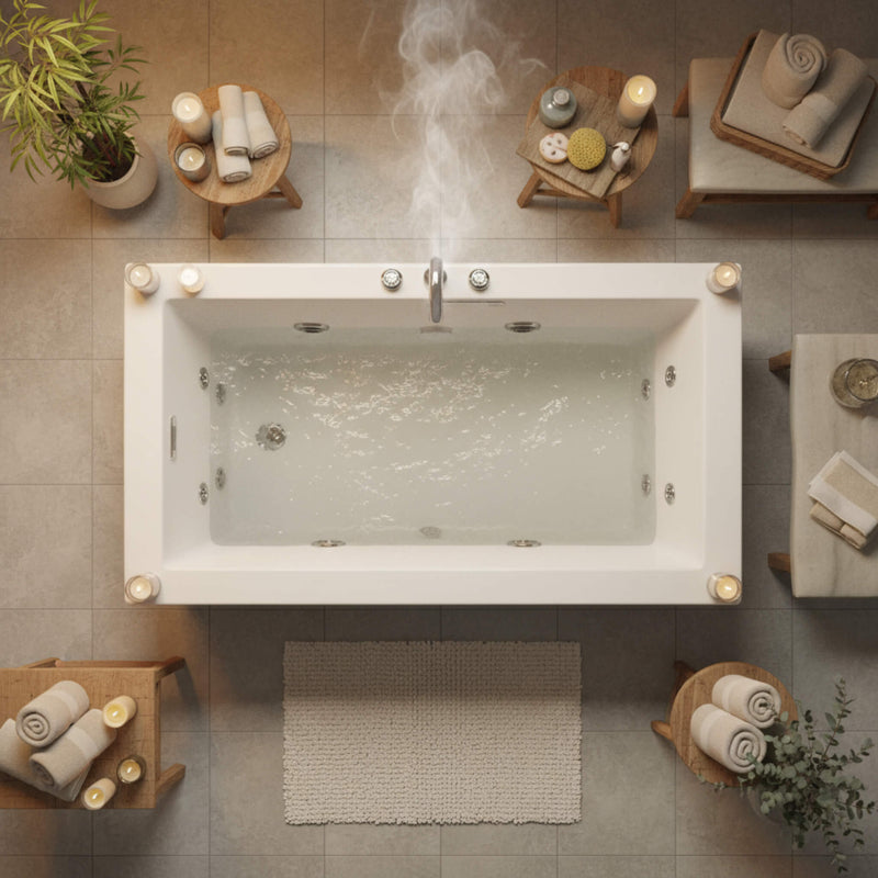 Jacuzzi Elara 72" Rectangle Acrylic Drop-In Whirlpool Bath (SAK18546) - Saksby Wholesale - Bathroom View