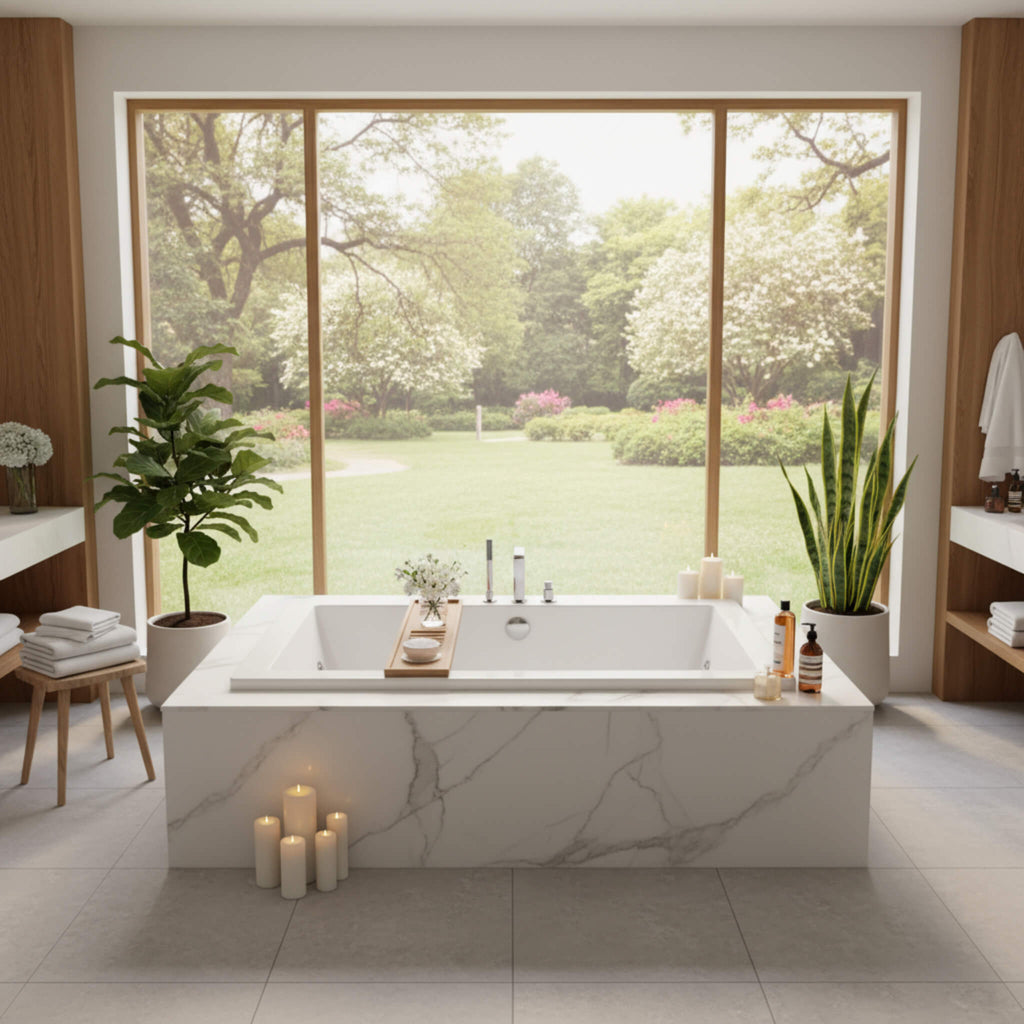 Jacuzzi Elara 72" Rectangle Acrylic Drop-In Whirlpool Bath (SAK18546) - Saksby Wholesale - Bathroom View