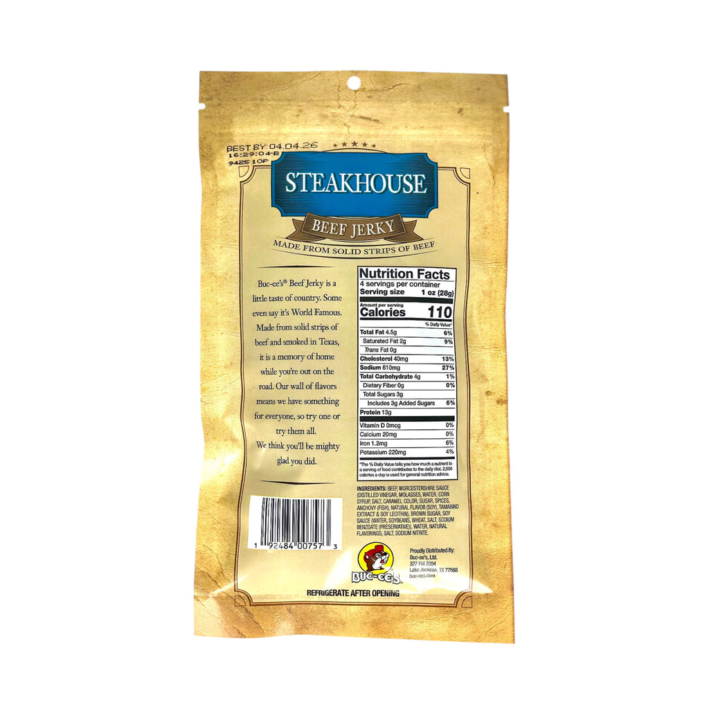 Buc-ee's Premium Steakhouse Beef Jerky - Made From Solid Strips Of Beef (SAK56103)