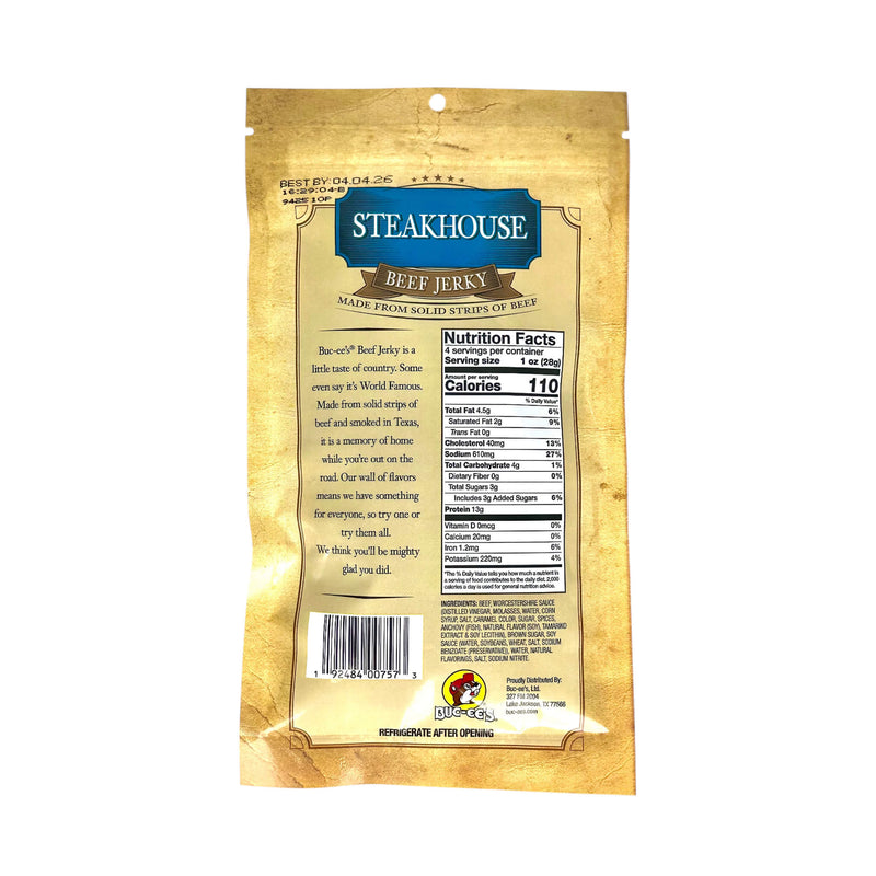 Buc-ee's Premium Steakhouse Beef Jerky - Made From Solid Strips Of Beef (SAK56103)