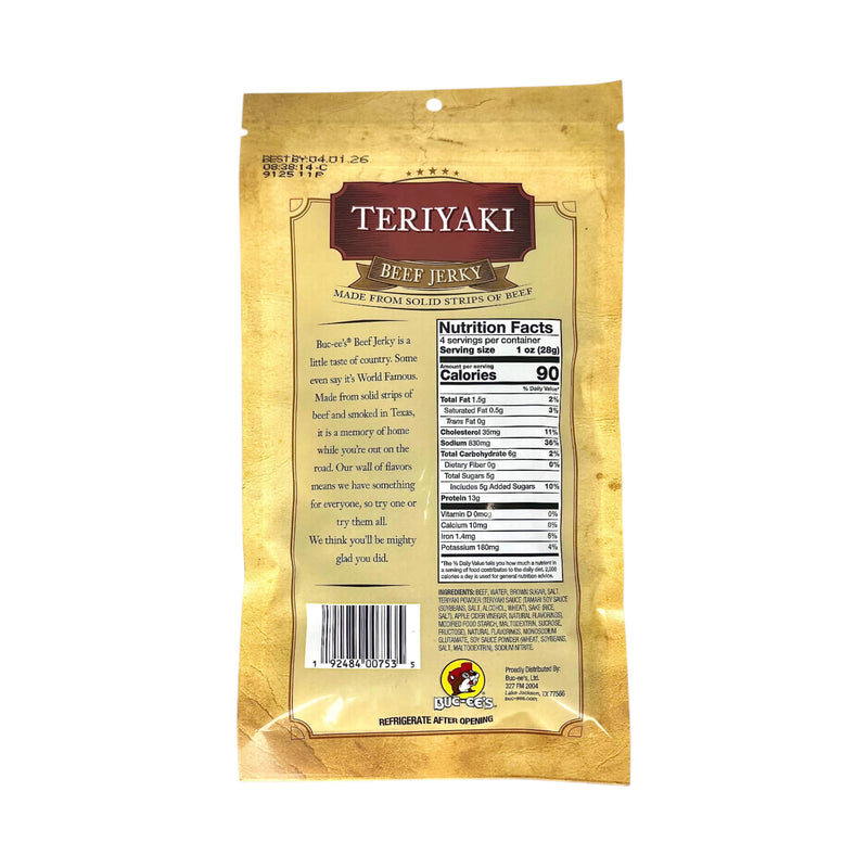 Buc-ee's Premium Teriyaki Beef Jerky - Made From Solid Strips Of Beef (SAK53710)