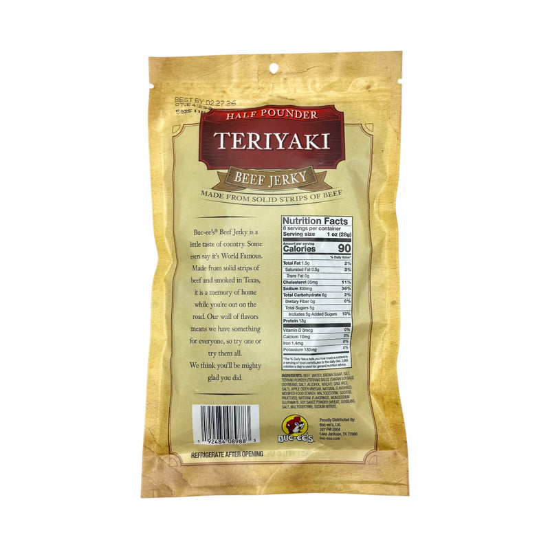Buc-ee's Premium Teriyaki Beef Jerky - Made From Solid Strips Of Beef (SAK53710)