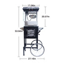 Kaitu 8oz Stainless Steel Popcorn Machine With Cart, Heated Warming Deck, and Old Maids Drawer Black SAK67426 Saksby - Dimensions