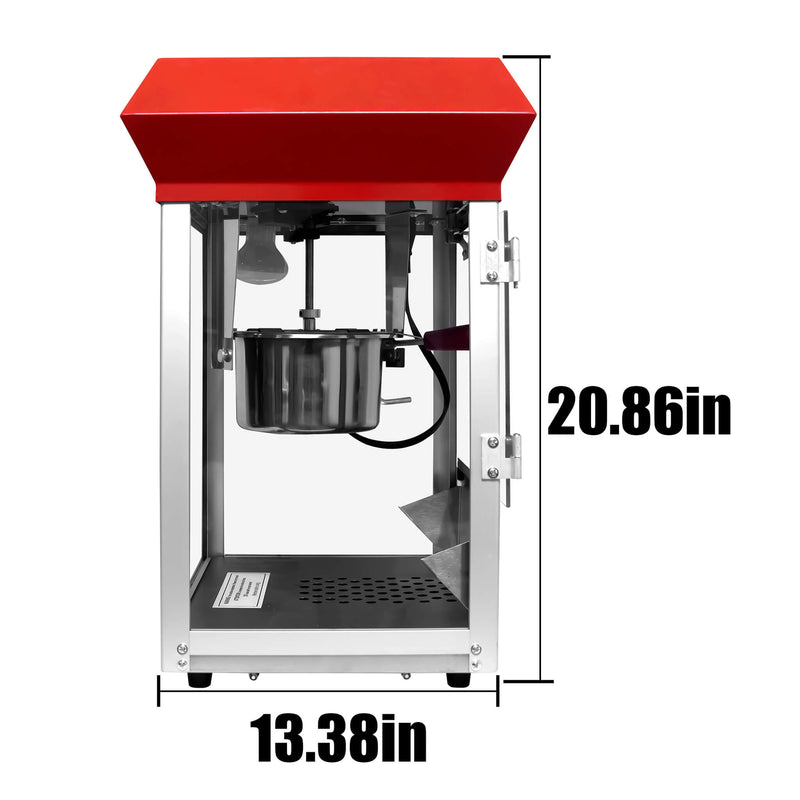 Kaitu Premium Bar Style 6-Ounce Popcorn Machine Maker Red SAK84170 Saksby - Side Dimensions