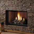 Kingsman Solace 36" Zero Clearance 28K BTU Direct Vent Gas Fireplace SAKSBY - Front Left View With Pets