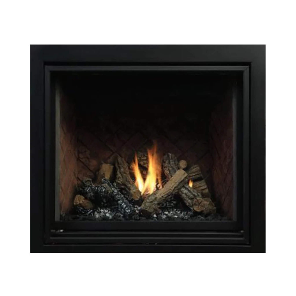 Fireplace Insert With Burning Logs On A White Background