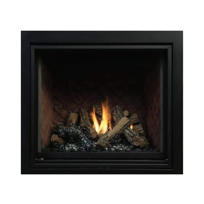 Fireplace Insert With Burning Logs On A White Background