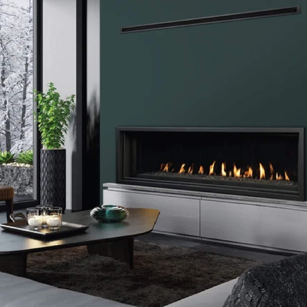 Kingsman ZCVRB 72" Zero Clearance Linear Direct Vent Gas Fireplace (SAK90312) SAKSBY - Green Background View