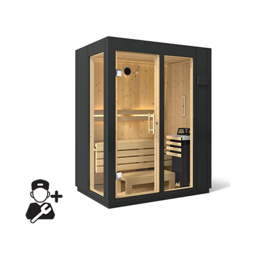Kohler C1 Indoor Sauna Kit Graphite Gray Freestanding Alcove Design Up to 5 Persons (SAK93182) - Saksby Wholesale - 2 Capacity, Full Floor, With Installation