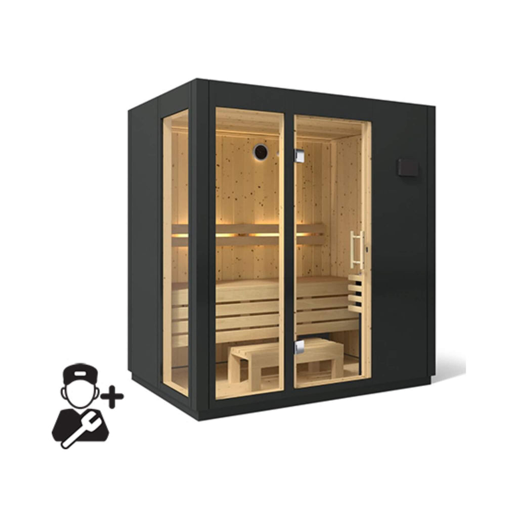 Kohler C1 Indoor Sauna Kit Graphite Gray Freestanding Alcove Design Up to 5 Persons (SAK93182) - Saksby Wholesale - 3 Capacity, Full Floor, With Installation
