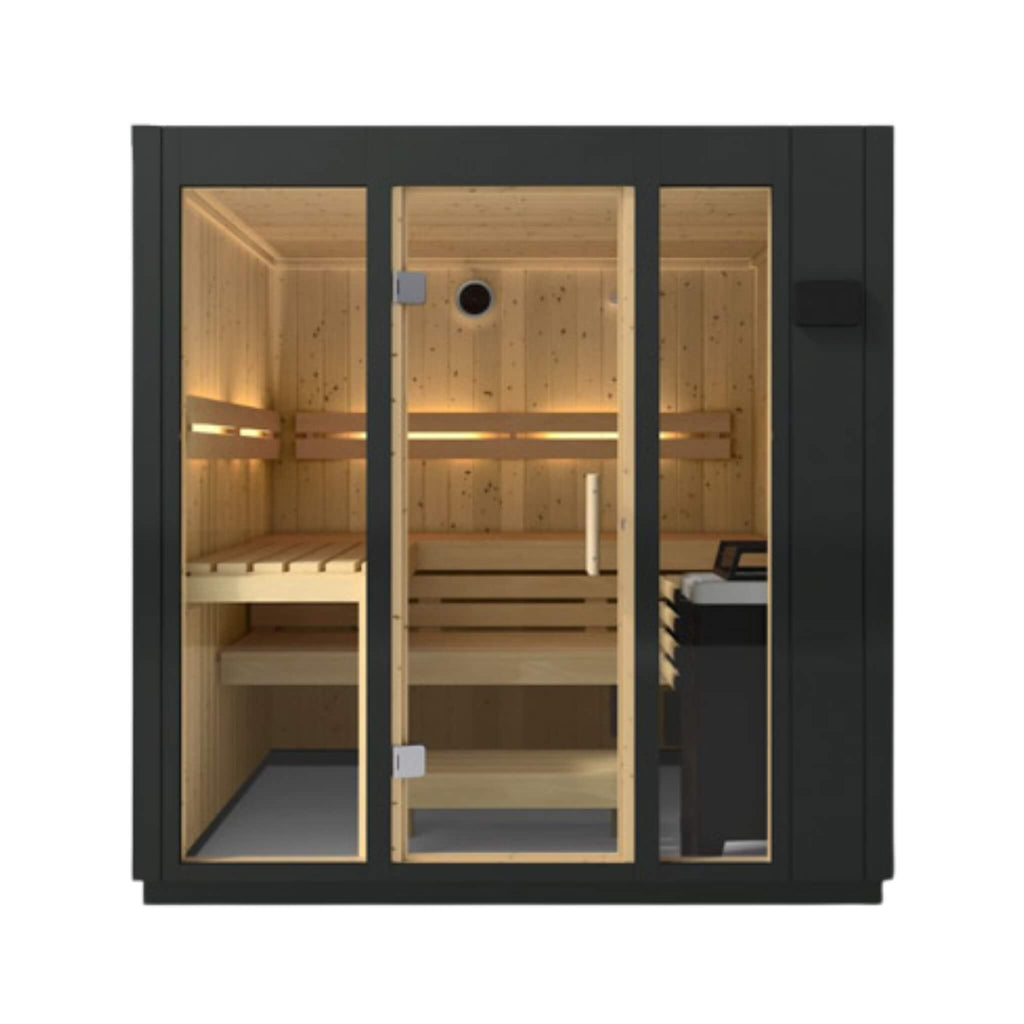 Kohler C1 Indoor Sauna Kit Graphite Gray Freestanding Alcove Design Up to 5 Persons (SAK93182) - Saksby Wholesale - 5 Capacity, No Floor, No Upgrade