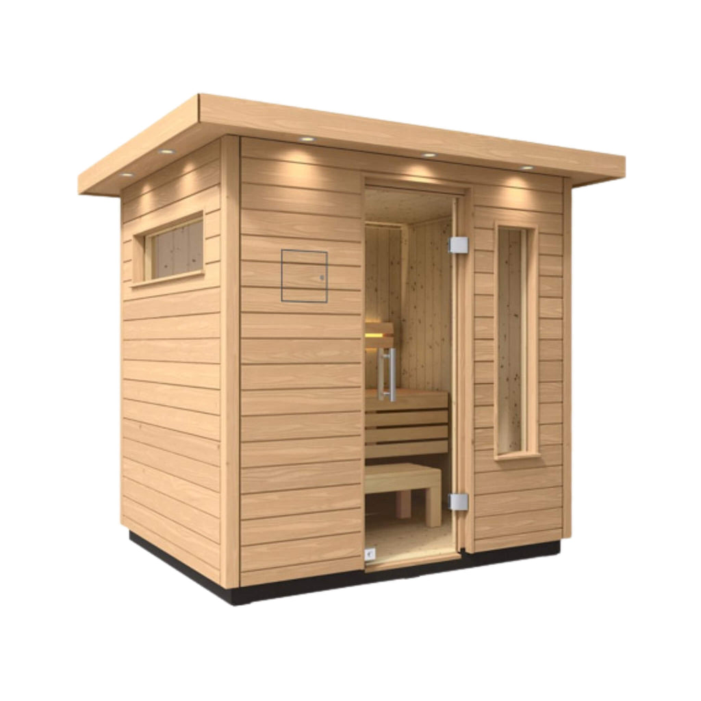 Kohler C2 Outdoor Sauna Douglas Fir Scandinavian Spruce Interior Up to 6 Persons (SAK25973) - Saksby Wholesale - Front Right View