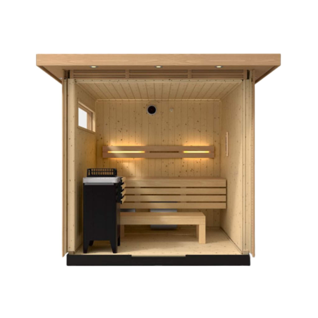 Kohler C2 Outdoor Sauna Douglas Fir Scandinavian Spruce Interior Up to 6 Persons (SAK25973) - Saksby Wholesale - Inside View