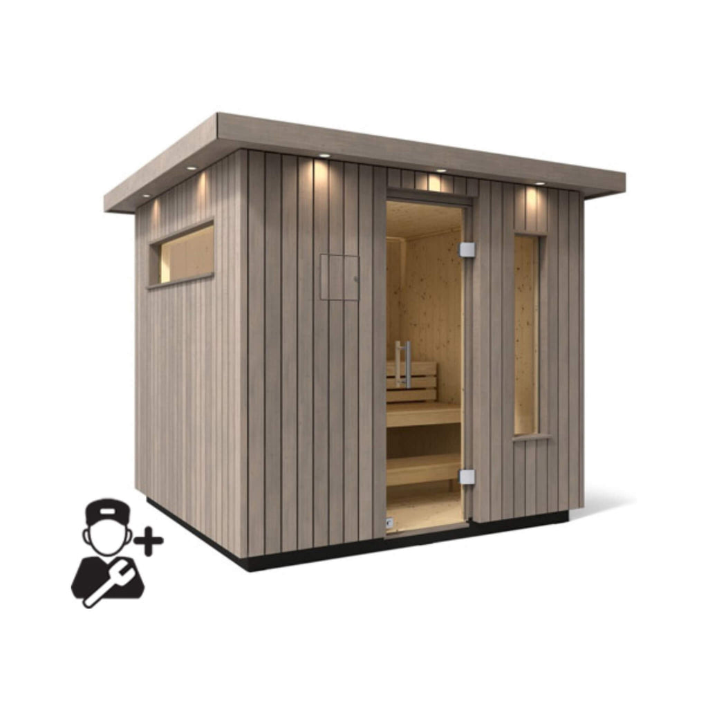 Kohler C2 Outdoor Sauna Weathered Grey Spruce Outdoor Sauna Kit 3 to 6 Person (SAK39184) - Saksby Wholesale - 5 Capacity, With Installation