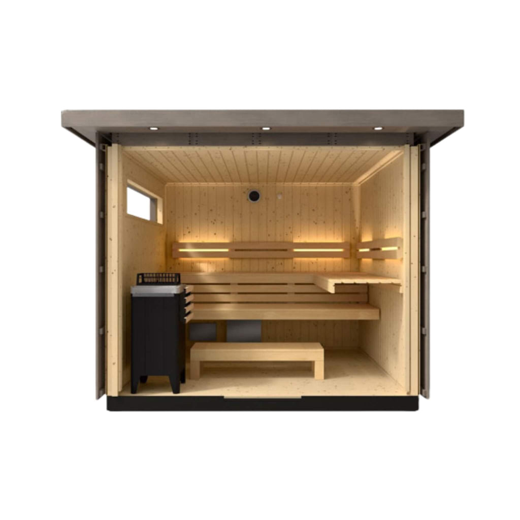 Kohler C2 Outdoor Sauna Weathered Grey Spruce Outdoor Sauna Kit 3 to 6 Person (SAK39184) - Saksby Wholesale - 6 Capacity, No Upgrade