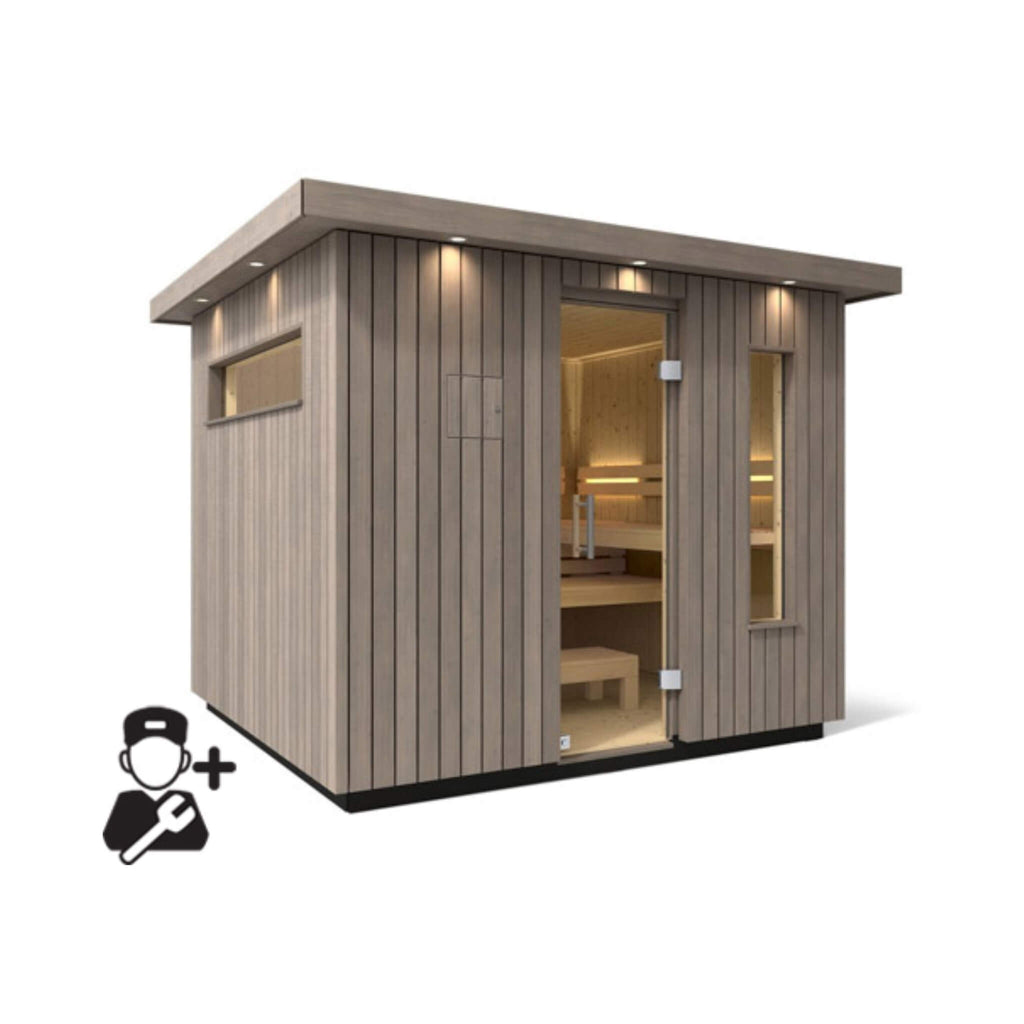 Kohler C2 Outdoor Sauna Weathered Grey Spruce Outdoor Sauna Kit 3 to 6 Person (SAK39184) - Saksby Wholesale - 6 Capacity, With Installation