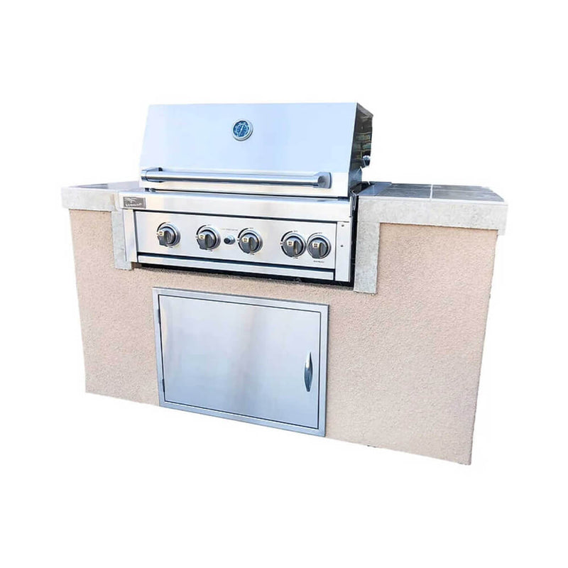 KOKOMO Cayman BBQ Island With 4 Burner Built In BBQ Grill, 5FT (SAK69425)-SAKSBY