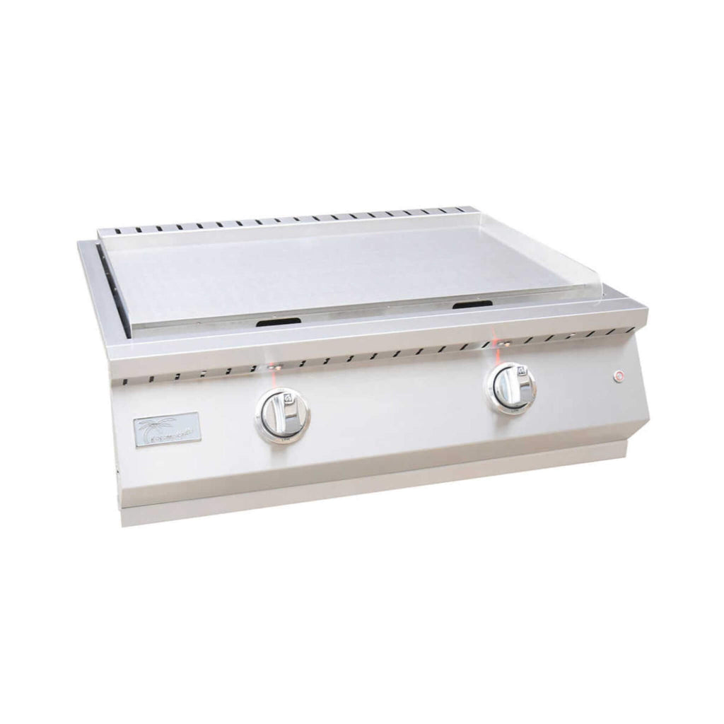 KoKoMo Grills 30-Inch Professional 36K BTU Griddle Outdoor Kitchen Flat Grill With Illuminated Control Knobs (SAK28914) - Saksby Wholesale - Front Right View