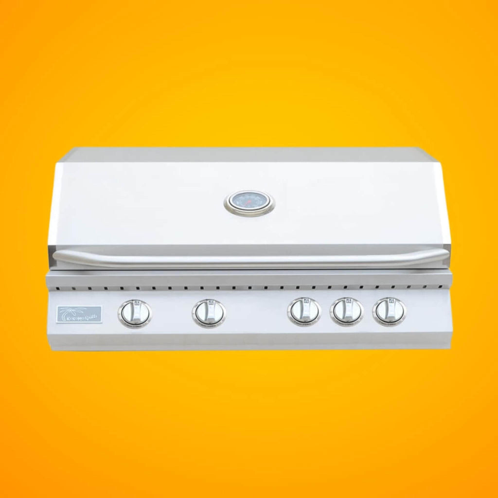 KoKoMo Grills 32-Inch Heavy Duty 60K BTU LP/NG 4 Burner Built-In Stainless Steel Gas Grill (SAK25317) - Saksby Wholesale - Front View on Orange Background