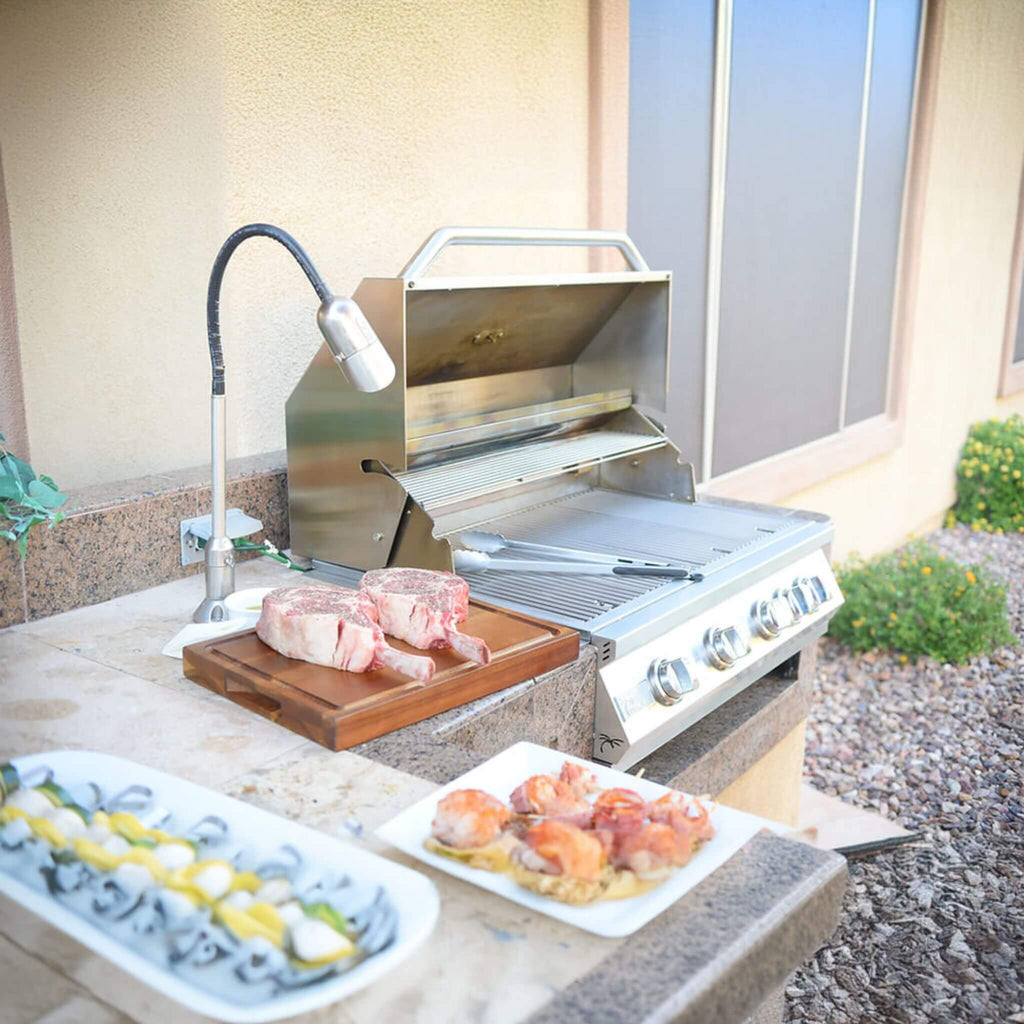 KoKoMo Grills 32-Inch Heavy Duty 60K BTU LP/NG 4 Burner Built-In Stainless Steel Gas Grill (SAK25317) - Saksby Wholesale - Lifestyle Image in Outdoor Setting