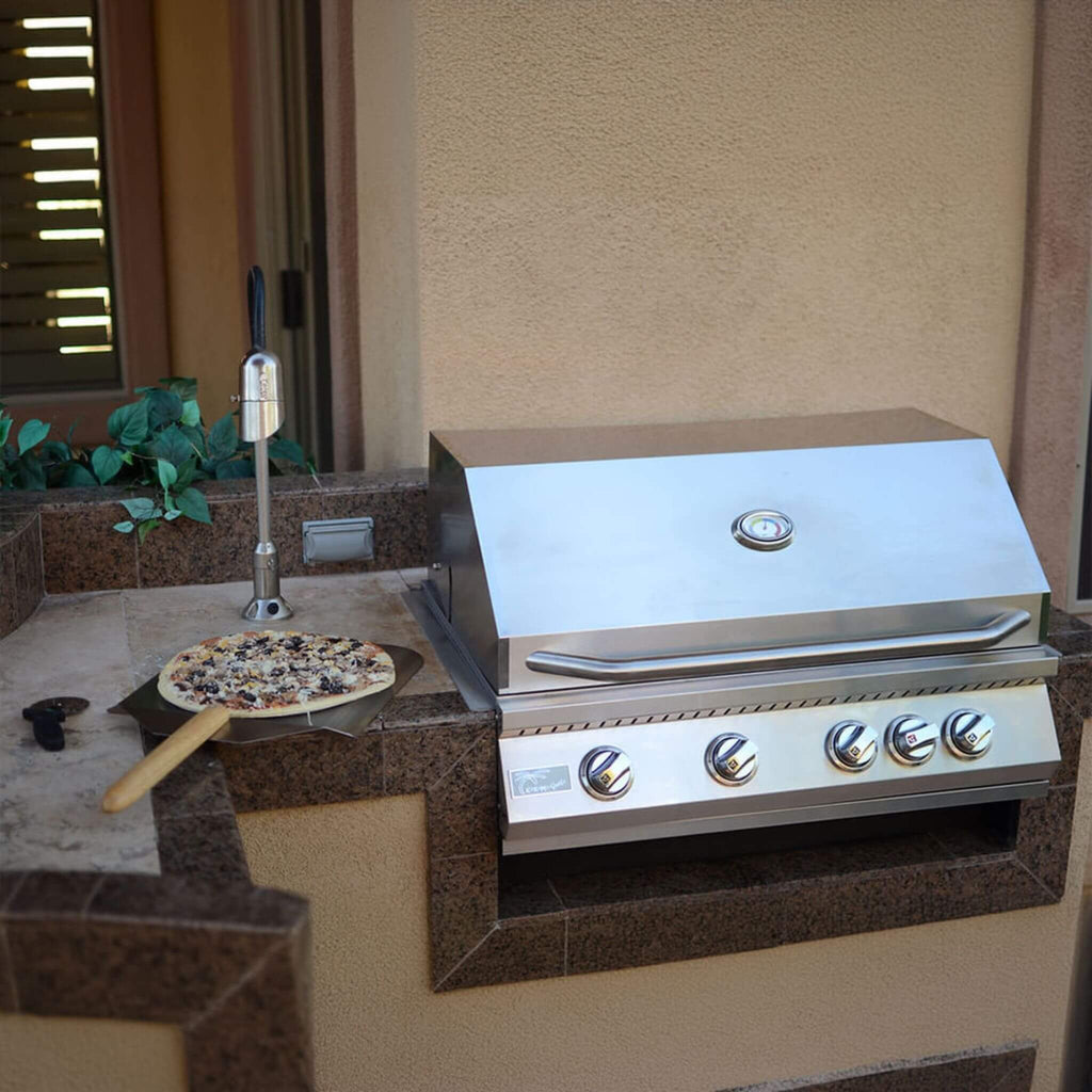KoKoMo Grills 32-Inch Heavy Duty 60K BTU LP/NG 4 Burner Built-In Stainless Steel Gas Grill (SAK25317) - Saksby Wholesale - Lifestyle Image on Countertop