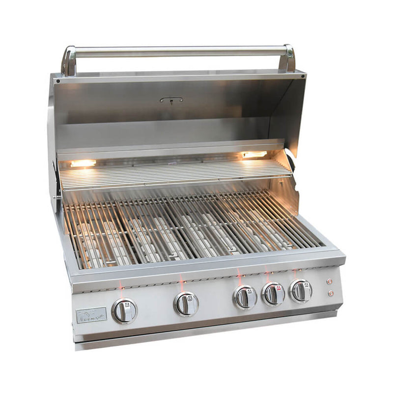 KOKOMO GRILLS 32" Heavy Duty 72K BTU LP/NG 4 Burner Built-In Stainless Steel Gas Grill (SAK48170) Opened