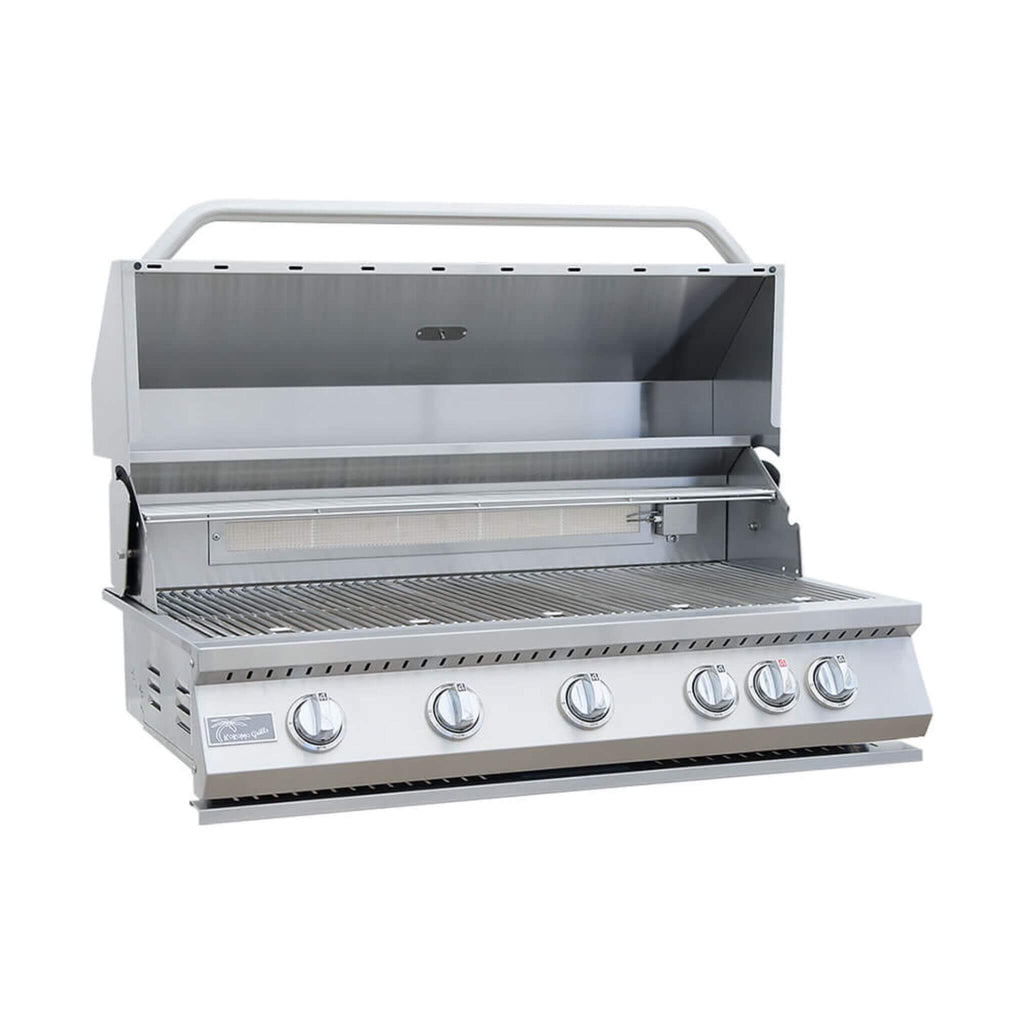 KoKoMo Grills 40-Inch Heavy-Duty 72K BTU LP/NG 5 Burner Built-In Stainless Steel Gas Grill (SAK73152) - Saksby Wholesale - Front View With Open Lid