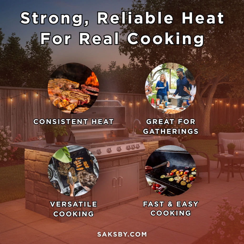KoKoMo Grills 40-Inch Heavy-Duty 72K BTU LP/NG 5 Burner Built-In Stainless Steel Gas Grill (SAK73152) - - Saksby Wholesale - Benefits