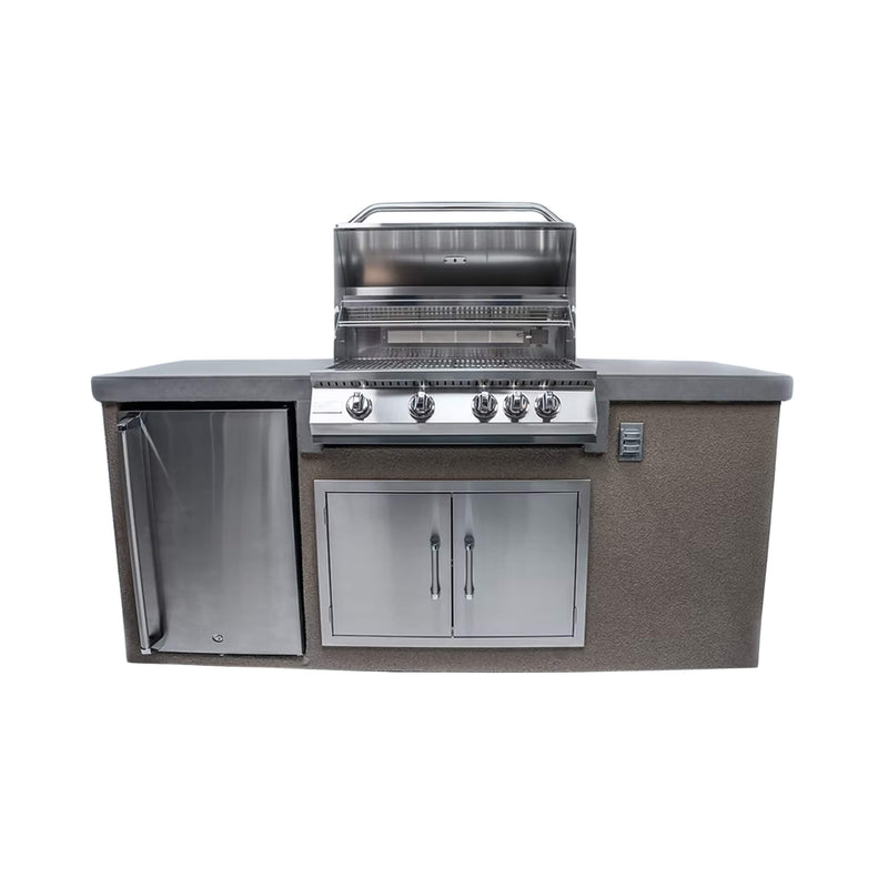 Kokomo Grills 7 Ft Straight Island With Built In BBQ And Refrigerator SAK46187 - On White Background
