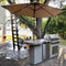 Kokomo Grills Maui BBQ Island With 33 Inch Round Bar LED Lights And Built In BBQ SAK25961 - Lifestyle On Backyard Patio