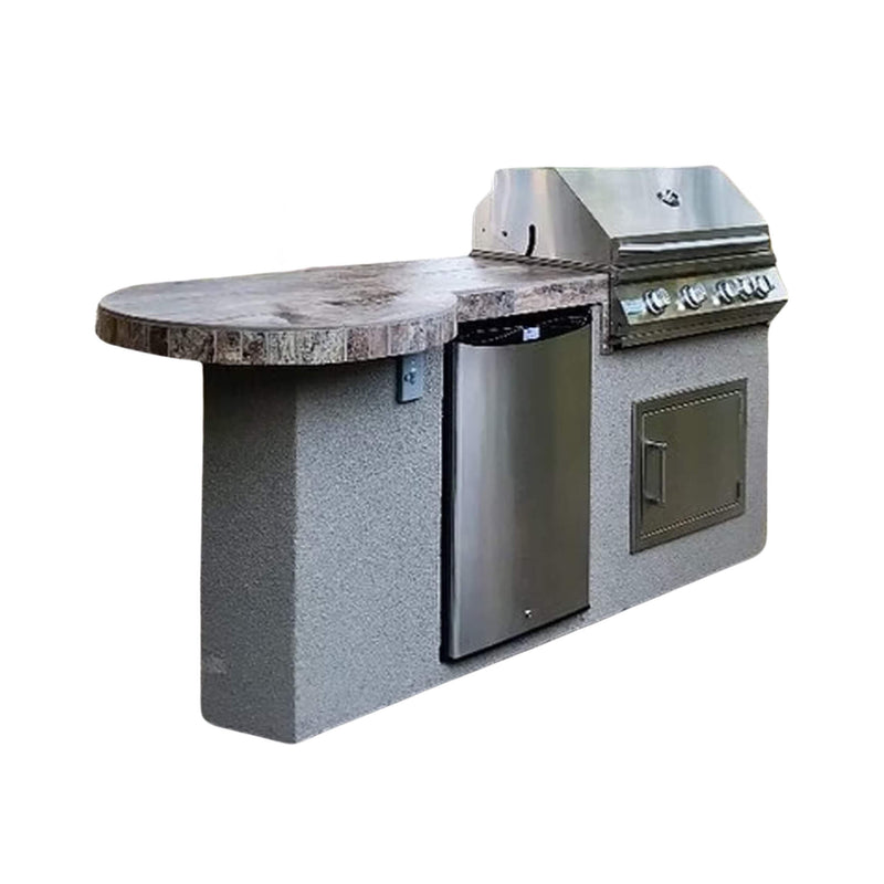 Kokomo Grills Maui BBQ Island With 33 Inch Round Bar LED Lights And Built In BBQ SAK25961 - On White Background