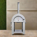 KoKoMo Grills Premium 32-Inch Stainless Steel Wood Fired Pizza Oven [KO-PIZZAOVEN] (SAK92618) - Saksby Wholesale - Front View Lifestyle Image