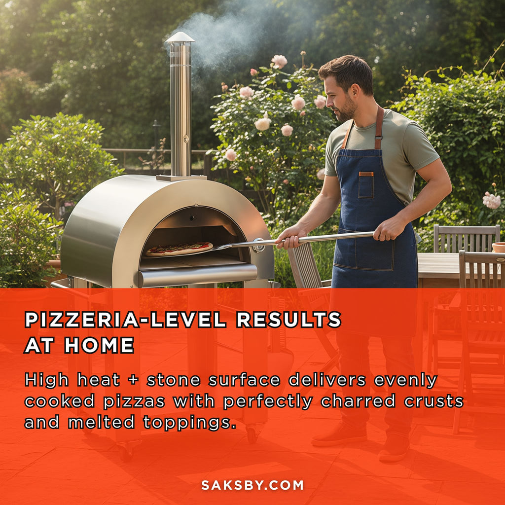KoKoMo Grills Premium 32-Inch Stainless Steel Wood Fired Pizza Oven [KO-PIZZAOVEN] (SAK92618) - Saksby Wholesale - Pizzeria-Level At Home