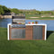 Kokomo Grills Professional Shiplap Outdoor Kitchen Island With Waterfall Edge Built In Grill And Refrigerator SAK65125 - Lifestyle Front View On Grass
